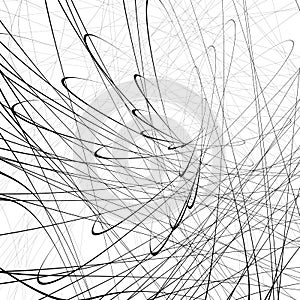 Random squiggly, squiggle intersecting lines in chaotic style. A