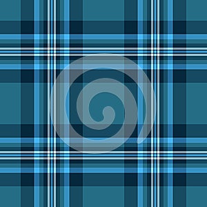 Random vector plaid pattern, tie background check fabric. Merry christmas seamless tartan textile texture in cyan and dark colors