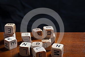 Random wooden letter dices