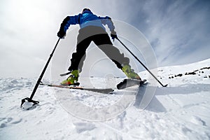 Randonee skiing close up