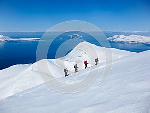 Randonee skiing in Lyngen, Norway photo