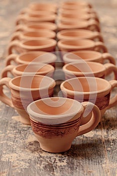 Range of clay pottery