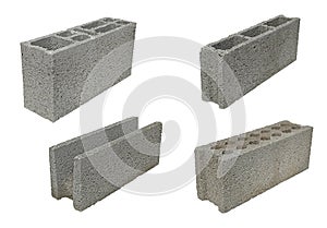 Range of different models of concrete blocks intended for the construction of building or house