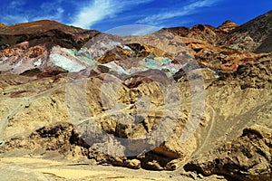 Death Valley National Park, Colorful Mineral Deposits at Artists Palette, California, USA