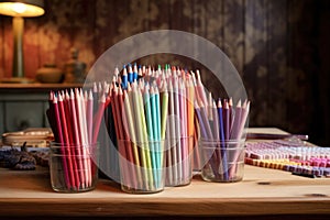 range of pastel colors pencils on a table