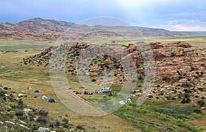 Range of stone mountains in southern of Mongolia