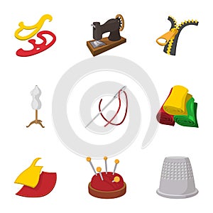 Range of tools for dressmakers icons set photo