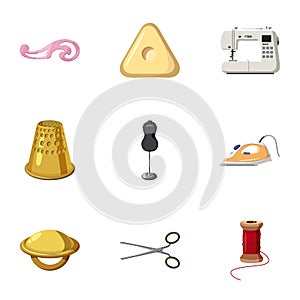 Range of tools for dressmakers icons set