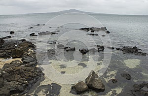 Rangitoto Island View from Takapuna Rocky Beach