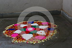 Rangoli an art form made of flowers and colours