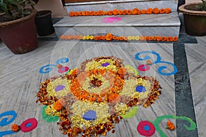 Rangoli Christmas festival celebration design flowers blossom new year