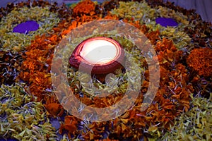 Rangoli flowers decorations celebration festival design festival celebration lights candle flame