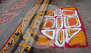 Rangoli at Tihar Deepawali festival and Newari New Year in Kathmandy