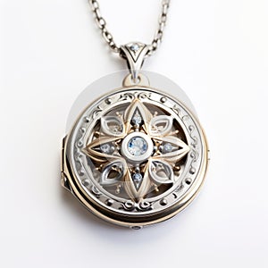Rani Inspired Crystal And Silver Locket With Blue Diamonds