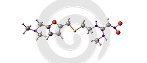 Ranitidine molecular structure isolated on white