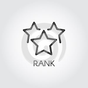 Rank star linear icon. Rating or achievements sign. Interface win status symbol. Vector illustration