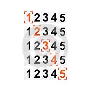 Ranking figures, numbers of rating or strength with frame