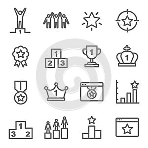 Ranking Icon Set. Contains such Icons as Crown, Success, Winner and more. Expanded Stroke