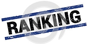 RANKING text on black-blue rectangle stamp sign