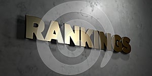 Rankings - Gold sign mounted on glossy marble wall - 3D rendered royalty free stock illustration