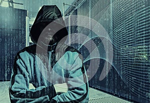 Unknown hacker in server room, ranks modern supercomputers in computational data center