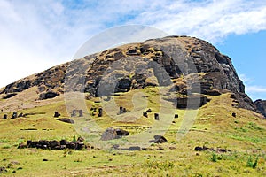 Rano Raraku quarry Easter Island (Rapa Nui) Chile photo