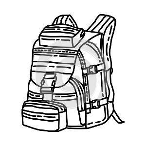 Ransel Tactical Army Icon. Doodle Hand Drawn or Outline Icon Style