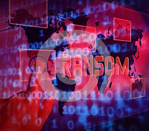 Ransom Computer Hacker Data Extortion 3d Illustration photo