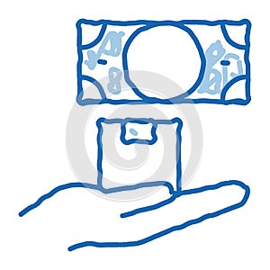 ransom for money at pawnshop doodle icon hand drawn illustration