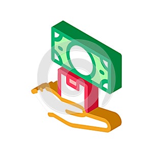 Ransom for money at pawnshop isometric icon vector illustration