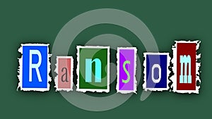 Ransom note cut out text on torn paper effect multi-colorful