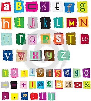 Ransom style muddled alphabet photo