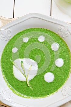Ramsons (wild garlic) soup detail photo