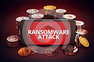 Ransomware attack warning displayed on smartphone screen.