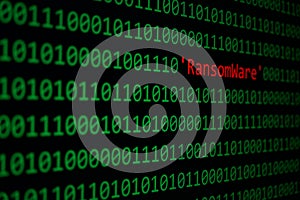 The RansomWare and Binary code Concept Security and Malware attack