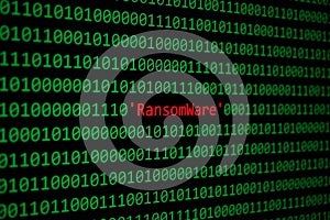 The RansomWare and Binary code Concept Security and Malware attack