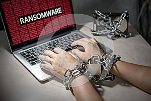 Ransomware cyber attack on computer laptop photo