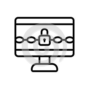 Ransomware desktop icon. Simple line, outline vector elements of hacks icons for ui and ux, website or mobile application