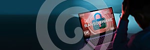 Ransomware Extortion Attack. Hacked Laptop Password