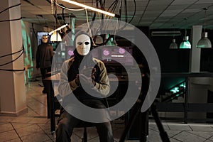 Ransomware and internet blackmail concept at night