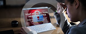 Ransomware Malware Breach. Hacked Computer