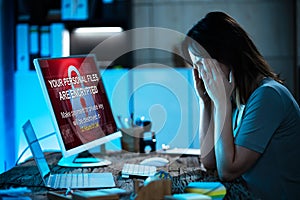 Ransomware Malware Breach. Hacked Computer