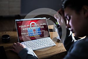 Ransomware Malware Breach. Hacked Computer