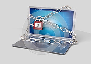 Ransomware No virus Hacked Computer with Padlock photo