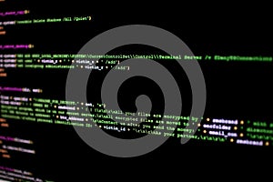 Ransomware source code. Malicious script source code that encryp