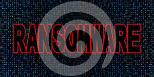 Ransomware text on hex code illustration