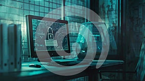 Ransomware Threat on Locked Computer Screen