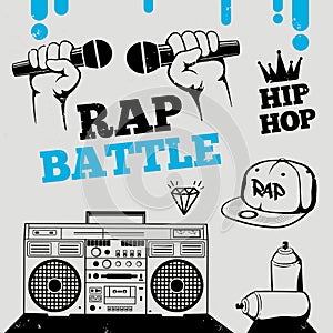 Rap battle, hip-hop, breakdance music design elements photo