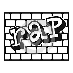 Rap bricks wall icon, simple style