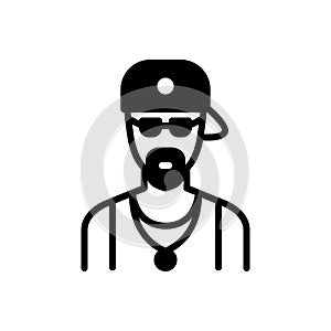 Black solid icon for Rap, singer and musician photo